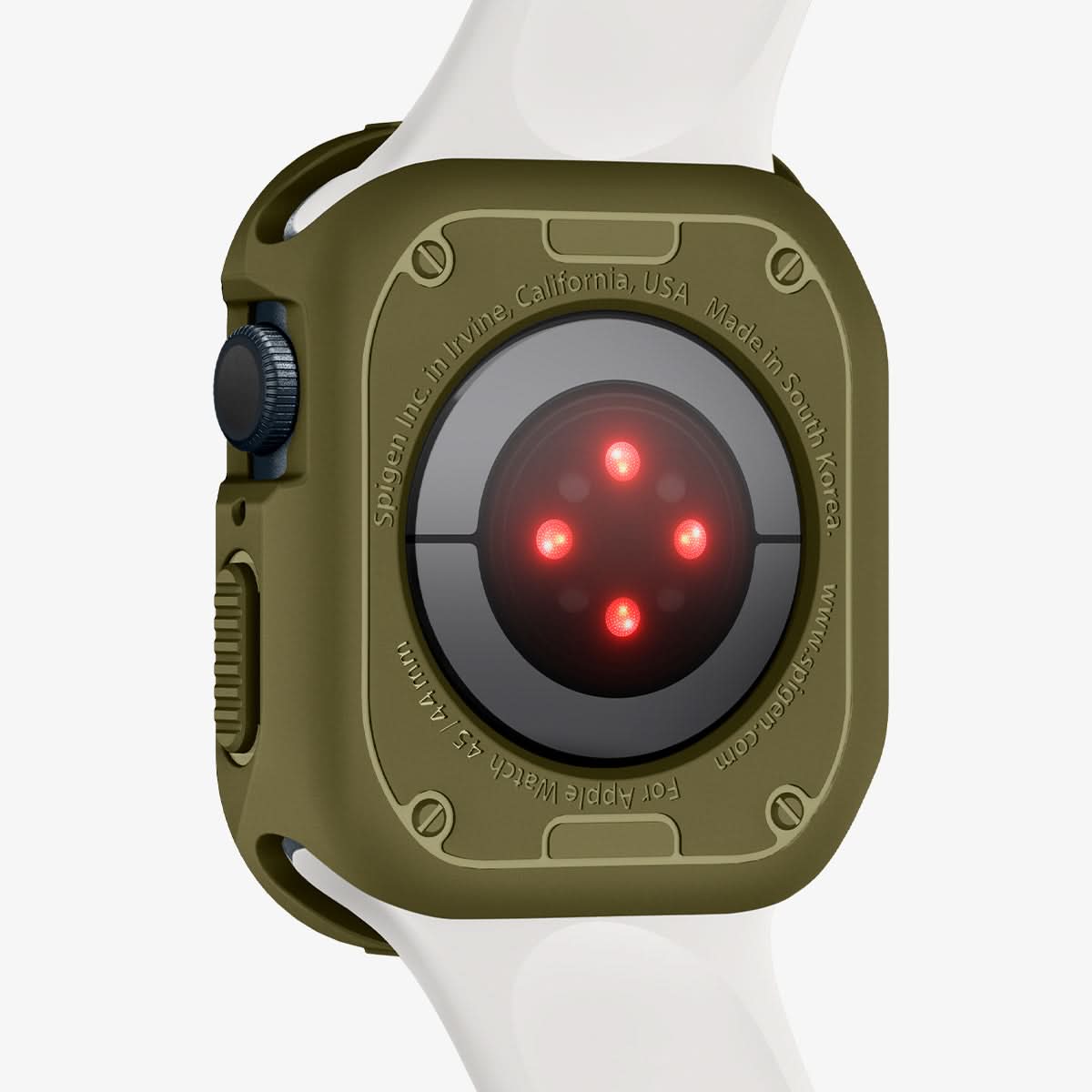 062CS26015 - Apple Watch Series (Apple Watch (45mm)) Case Rugged Armor in olive green showing the back