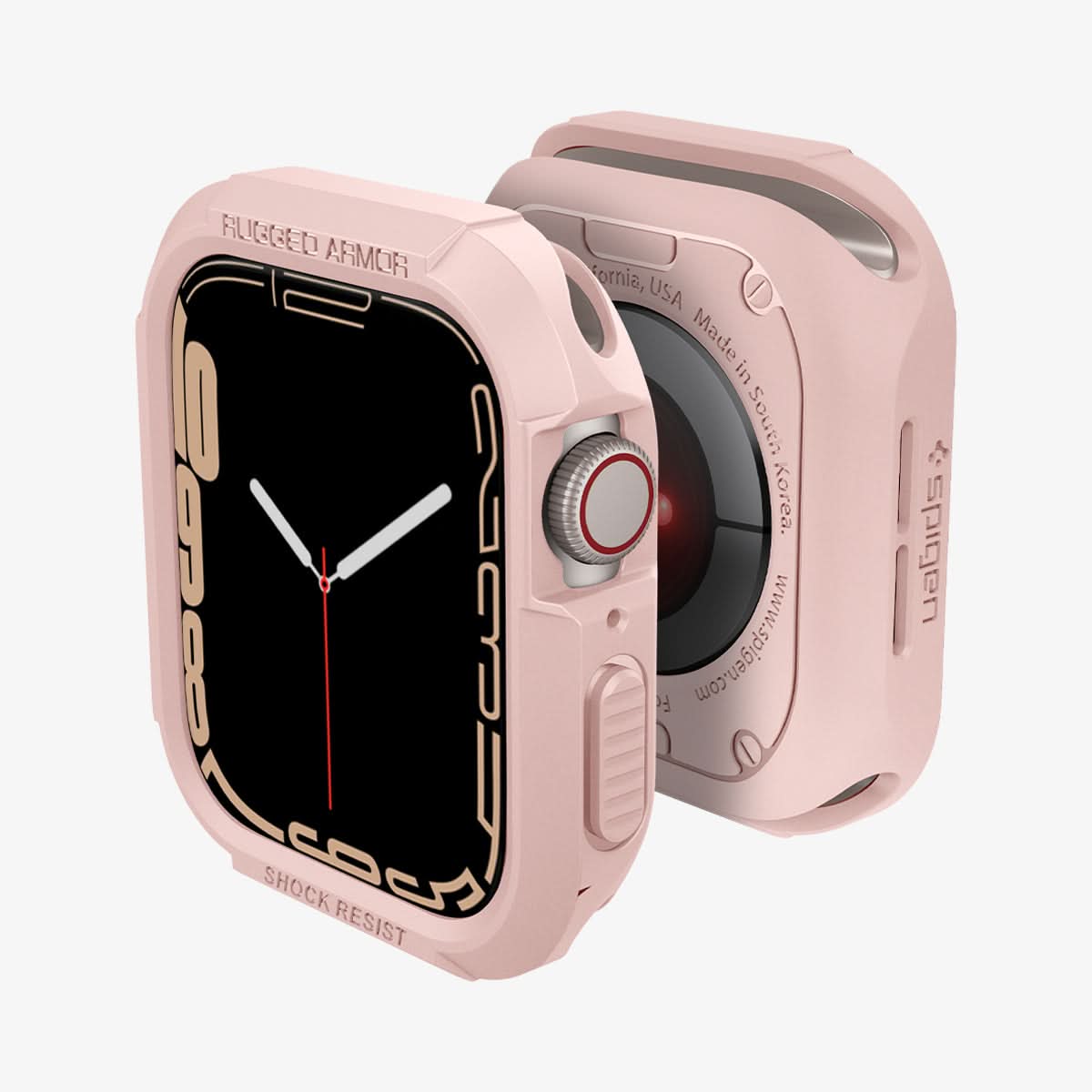 062CS24470 - Apple Watch Series (Apple Watch (45mm)) Case Rugged Armor in rose gold showing the front, back and sides