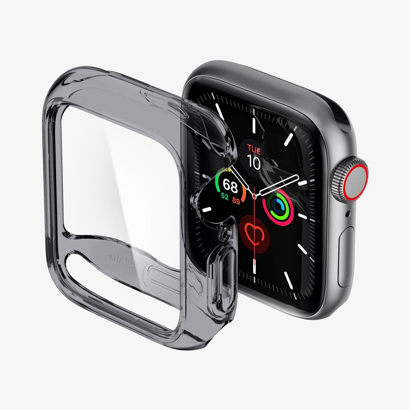 ACS01839 - Apple Watch (40mm) Ultra Hybrid in Space Crystal showing the case hovering in front of the watch face