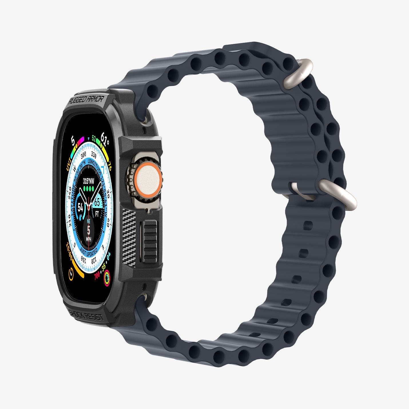 ACS05456 - Apple Watch Series (Apple Watch (49mm)) in matte black showing the side and inside of band
