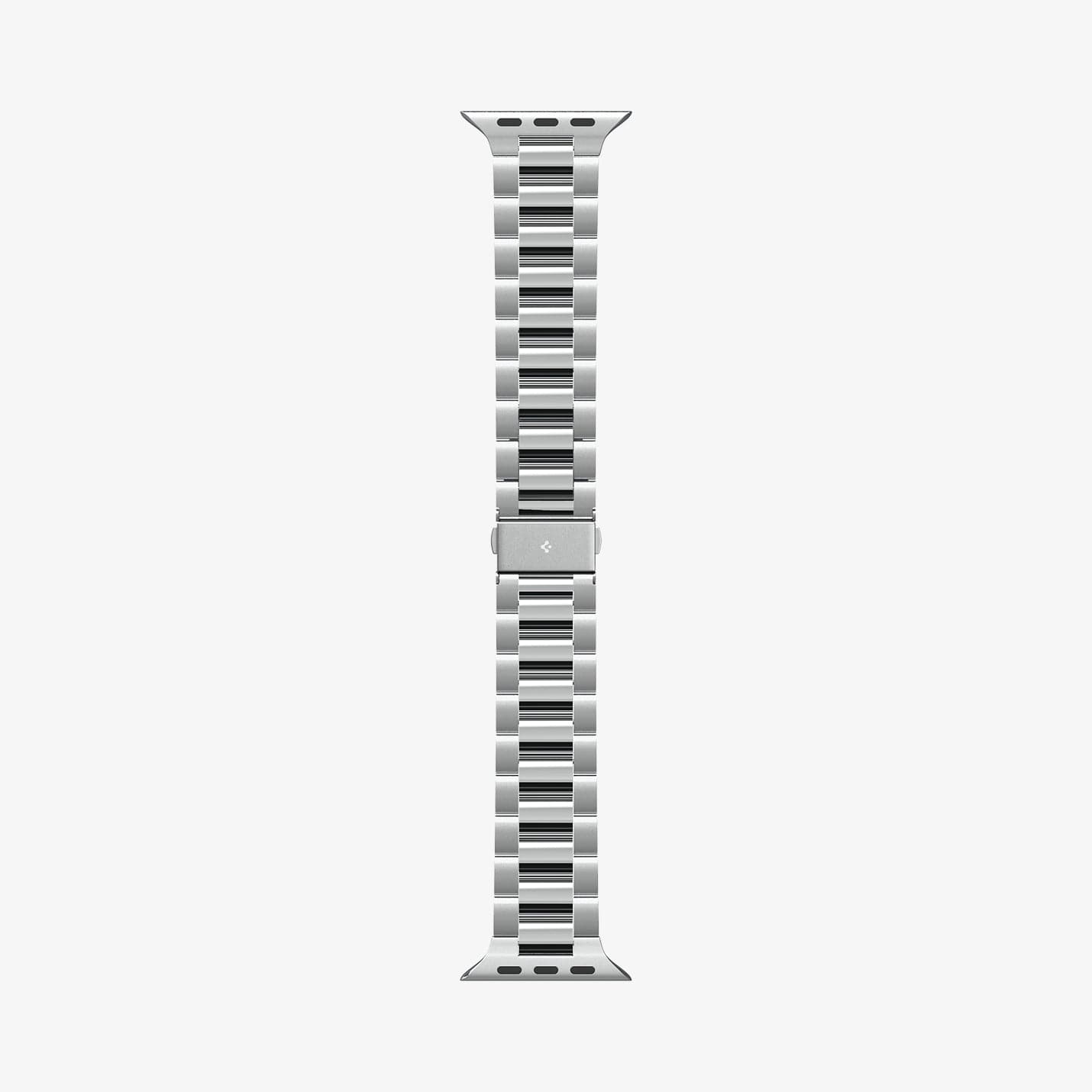 AMP06356 - Apple Watch Series (Apple Watch (49mm)/Apple Watch (45mm)/Apple Watch (42mm)) Watch Band Modern Fit 316L in silver showing the watch band laid out flat