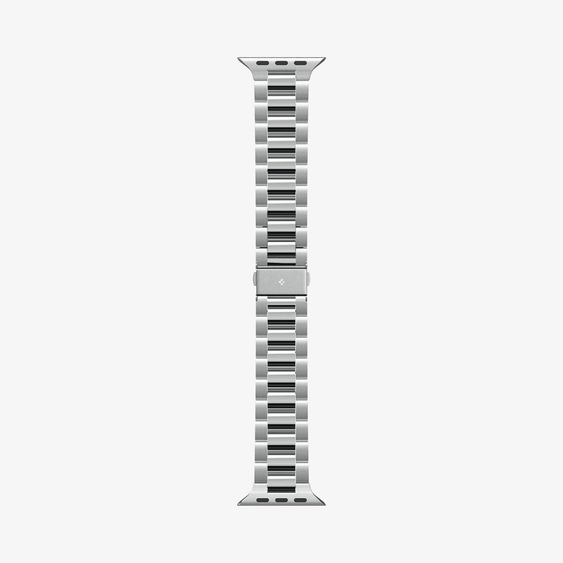 AMP06356 - Apple Watch Series (Apple Watch (49mm)/Apple Watch (45mm)/Apple Watch (42mm)) Watch Band Modern Fit 316L in silver showing the watch band laid out flat