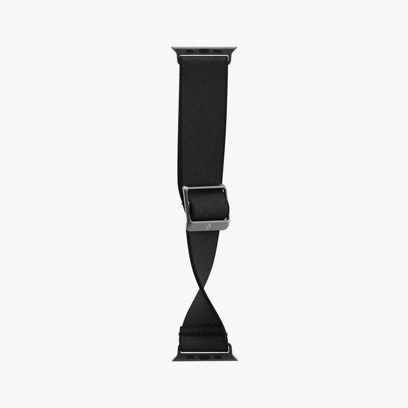 AMP02286 - Apple Watch Series (Apple Watch (49mm)/Apple Watch (45mm)/Apple Watch (42mm)) Watch Band Lite Fit in black showing the band bending to show the durability