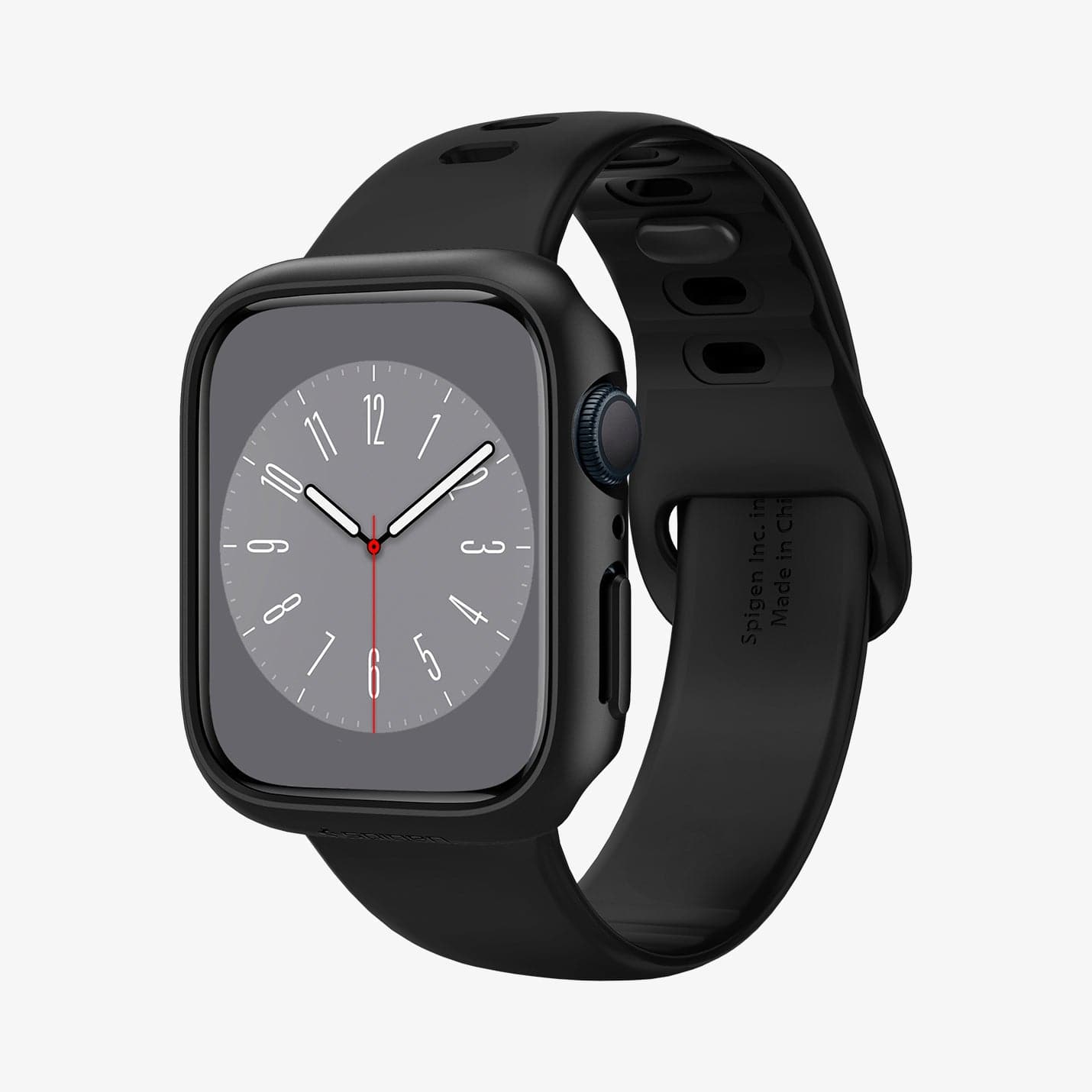 ACS04184 - Apple Watch Series (41mm) Case Thin Fit in black showing the front and inside of band