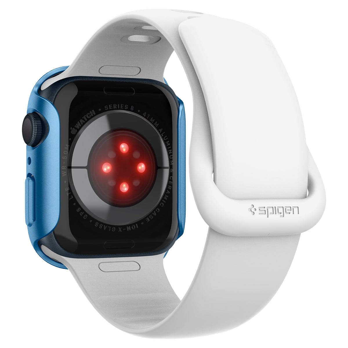 ACS04186 - Apple Watch Series (41mm) Case Thin Fit in metallic blue showing the back