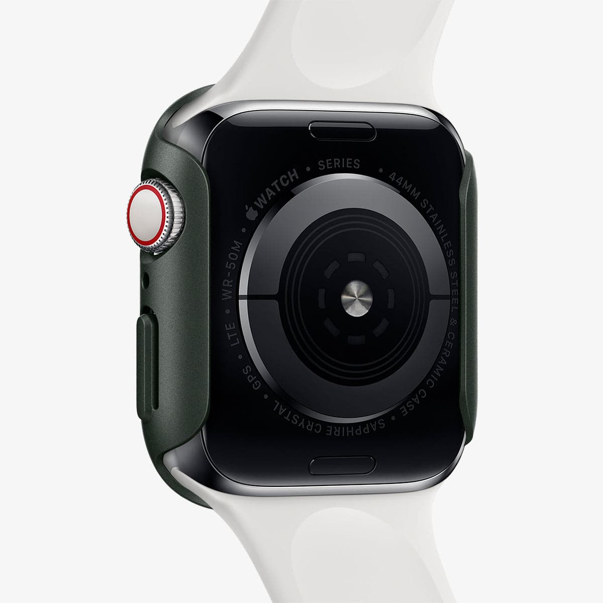 ACS02000 - Apple Watch Series (44mm) Case Thin Fit in military green showing the back