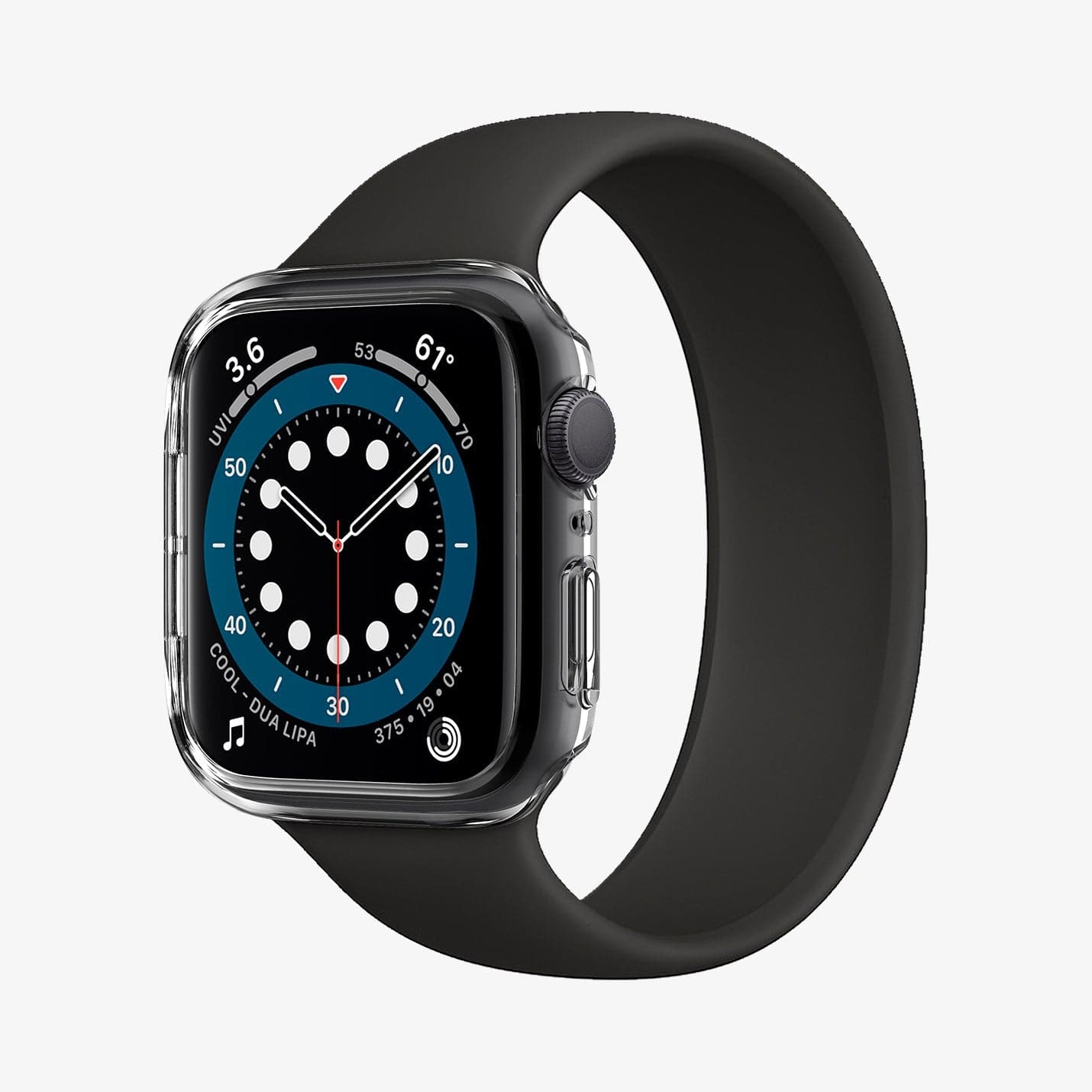 ACS02815 - Apple Watch Series (Apple Watch (40mm)) Case Thin Fit in crystal clear showing the front and inside of band