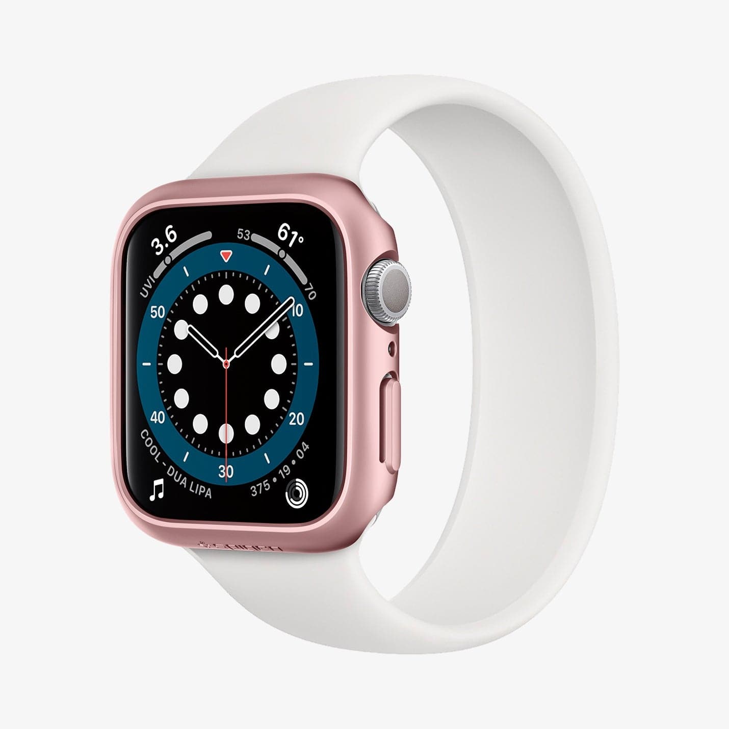 061CS24486 - Apple Watch Series (Apple Watch (40mm)) Case Thin Fit in rose gold showing the front and inside of band