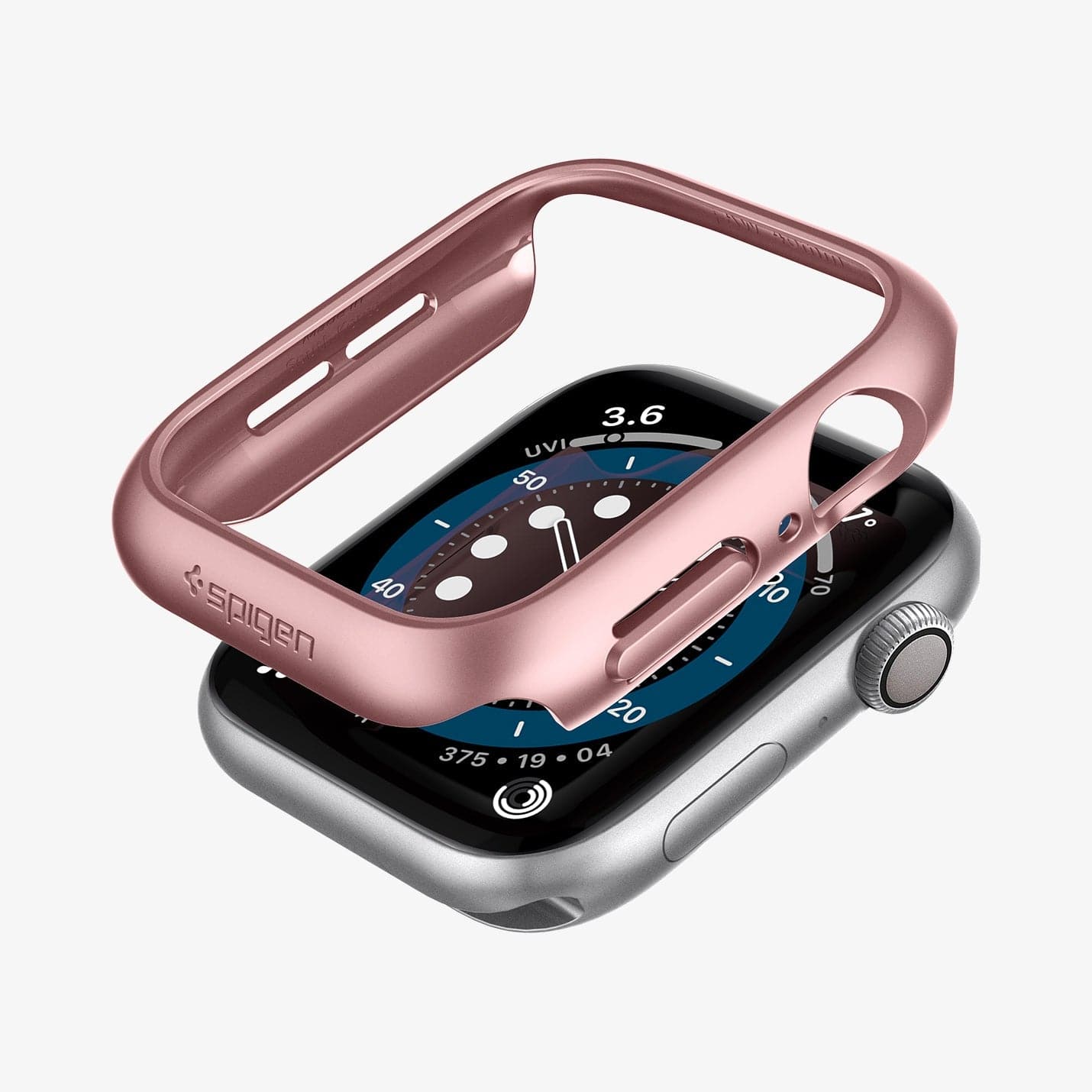 061CS24486 - Apple Watch Series (Apple Watch (40mm)) Case Thin Fit in rose gold showing the case hovering above the watch face