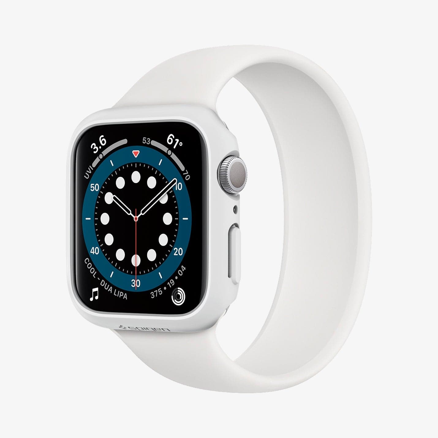 061CS24485 - Apple Watch Series (Apple Watch (40mm)) Case Thin Fit in white showing the front and inside of band