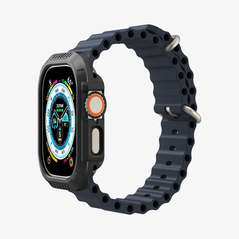 ACS06208 - Apple Watch (49mm) Lock Fit in Black showing the front, side and inner bottom