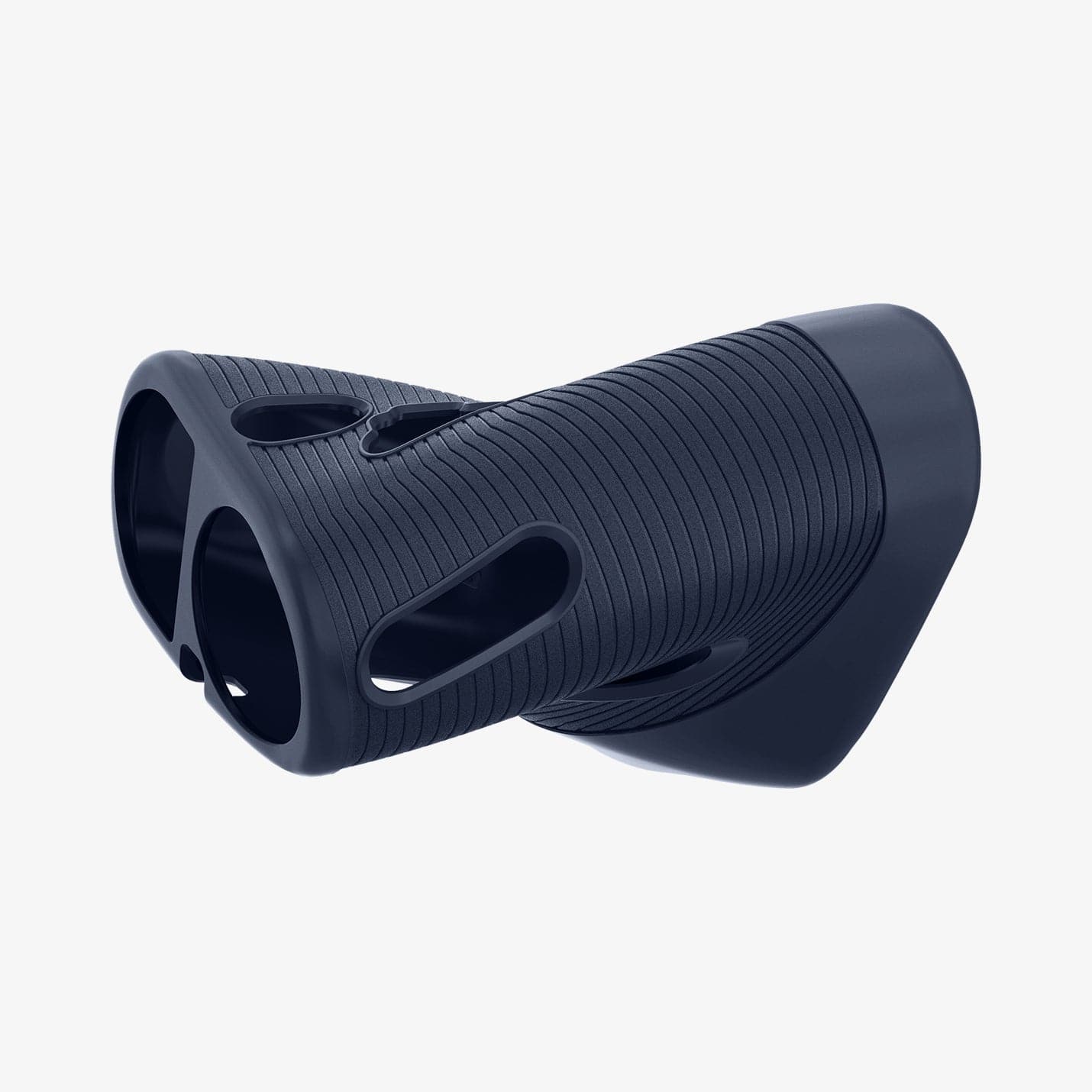 ACS04801 - Blue Tees Golf Series 3 Max Rangefinder AirTag Case Silicone Fit in navy blue showing the case bending to show the flexibility