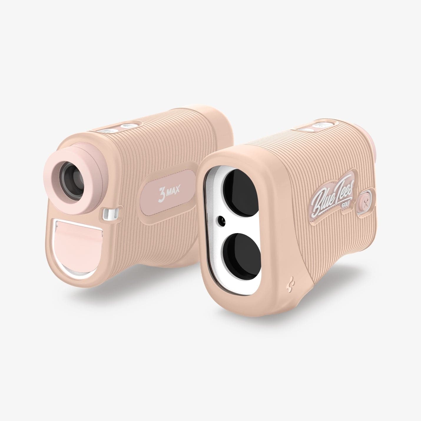 ACS04802 - Blue Tees Golf Series 3 Max Rangefinder AirTag Case Silicone Fit in soft pink showing the front, back and sides