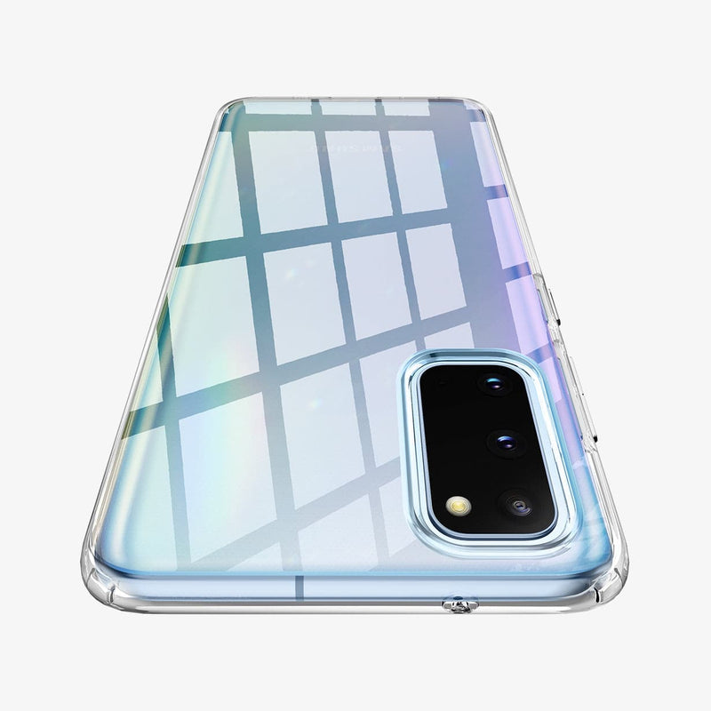 ACS01139 - Galaxy S20 Liquid Crystal Case in crystal clear showing the back zoomed in