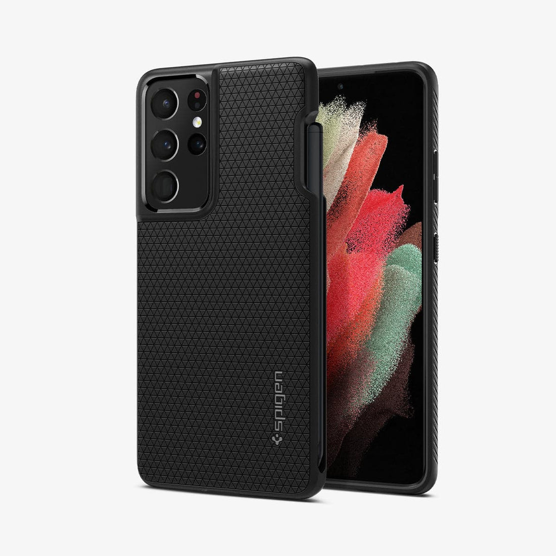 ACS02831 - Galaxy S21 Series Case Liquid Air Pro in matte black showing the back