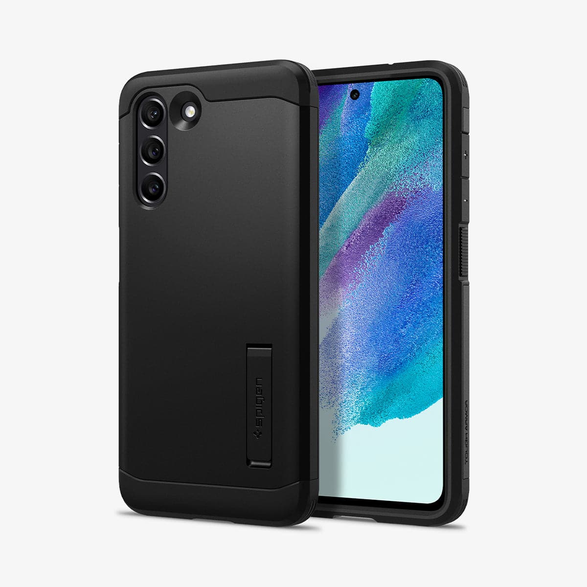 ACS03059 - Galaxy S21 FE Tough Armor Case in black showing the back and front