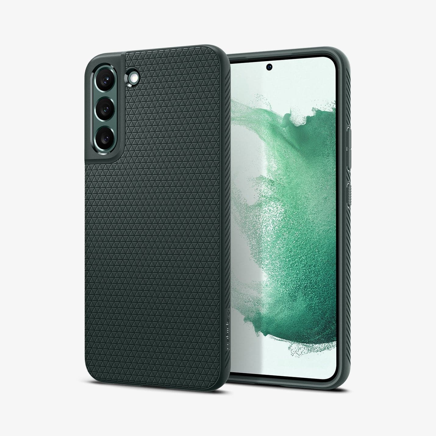 ACS04386 - Galaxy S22 5G Case Liquid Air in abyss green showing the back and front
