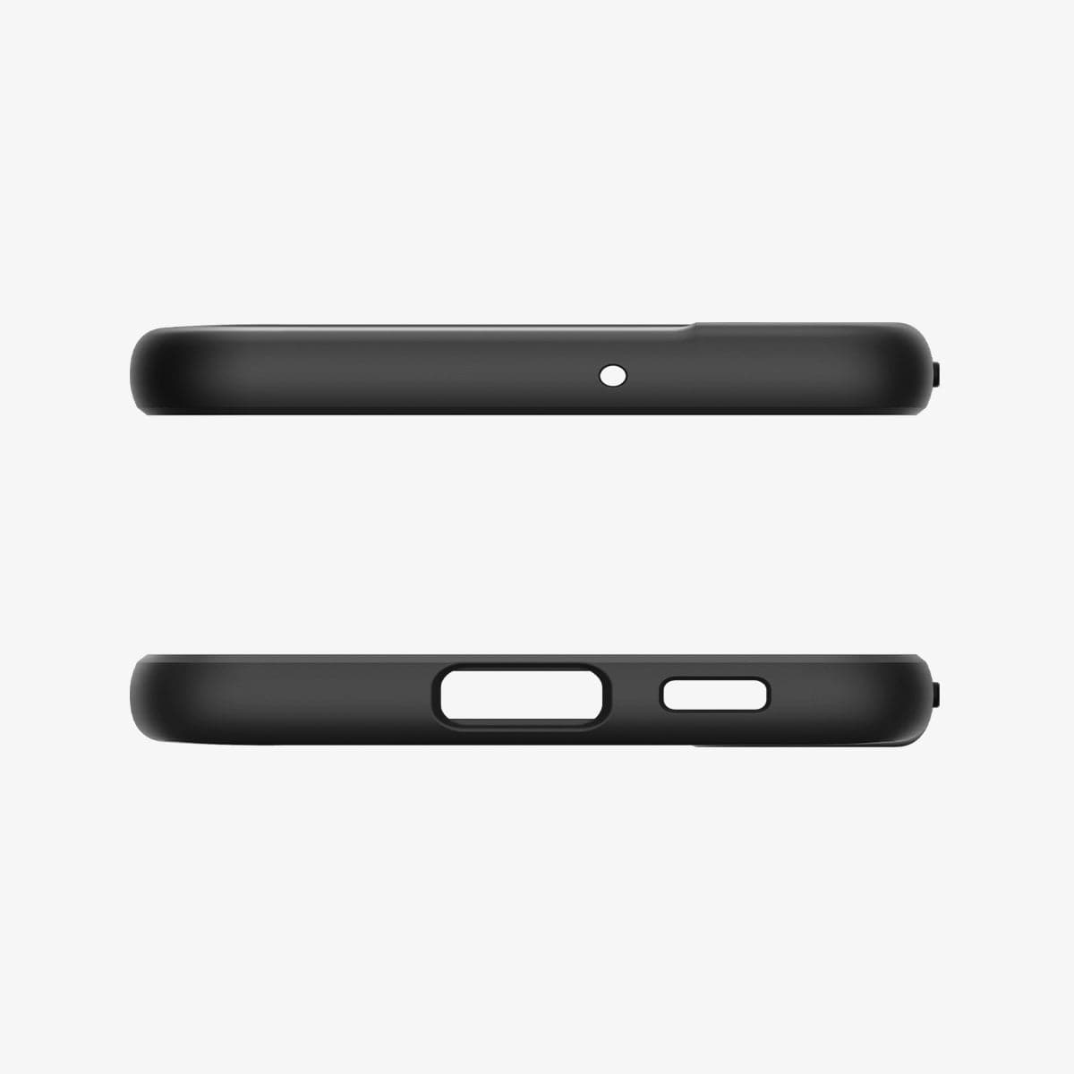 ACS03989 - Galaxy S22 5G Case Ultra Hybrid in matte black showing the top and bottom with precise cutouts