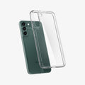 ACS03988 - Galaxy S22 5G Case Ultra Hybrid in crystal clear showing the back with case hovering away from device