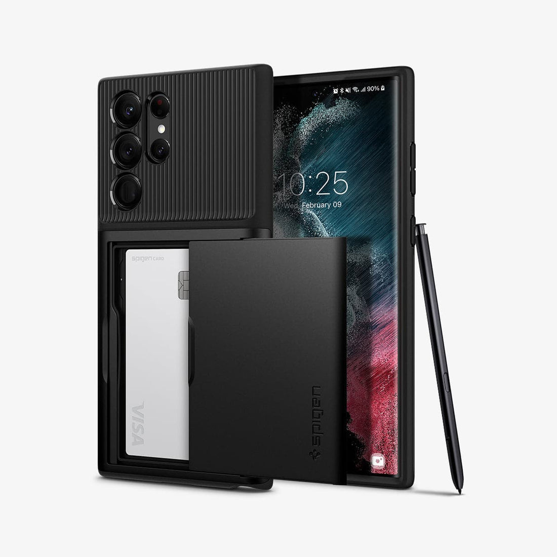 ACS03927 - Galaxy S22 Ultra 5G Case Slim Armor CS in black showing the back