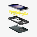 ACS05720 - Galaxy S23 Case Tough Armor in abyss green showing the hard pc, flexible tpu, impact foam and device