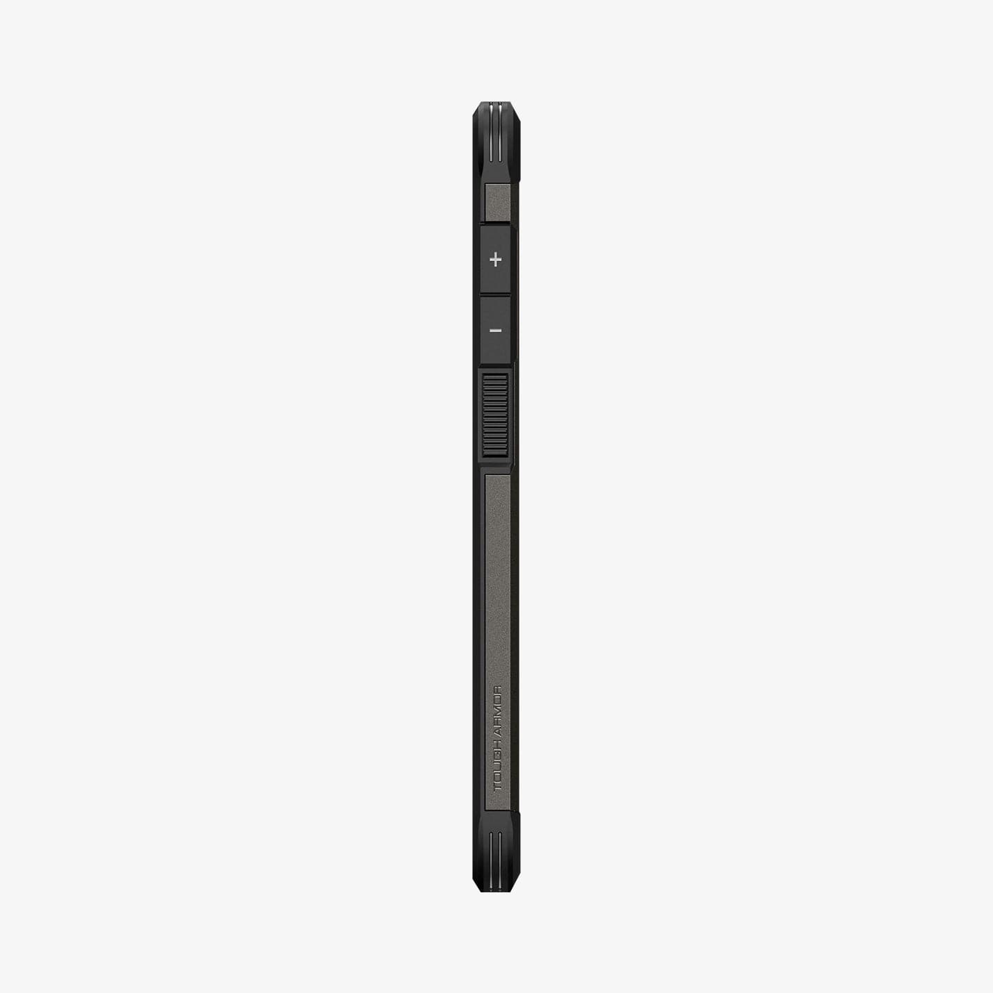 ACS05719 - Galaxy S23 Case Tough Armor in gunmetal showing the side with volume controls
