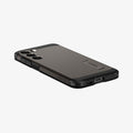 ACS05719 - Galaxy S23 Case Tough Armor in gunmetal showing the back, side and bottom with device laying flat