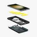 ACS05625 - Galaxy S23 Ultra Case Tough Armor in abyss green showing the hard pc, flexible tpu, impact foam, and device