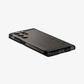 ACS05624 - Galaxy S23 Ultra Case Tough Armor in gunmetal showing the back, side and bottom with device laying flat