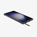 ACS05624 - Galaxy S23 Ultra Case Tough Armor in gunmetal showing the front, side and bottom with s pen sticking out of slot
