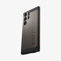 ACS05624 - Galaxy S23 Ultra Case Tough Armor in gunmetal showing the back and partial side