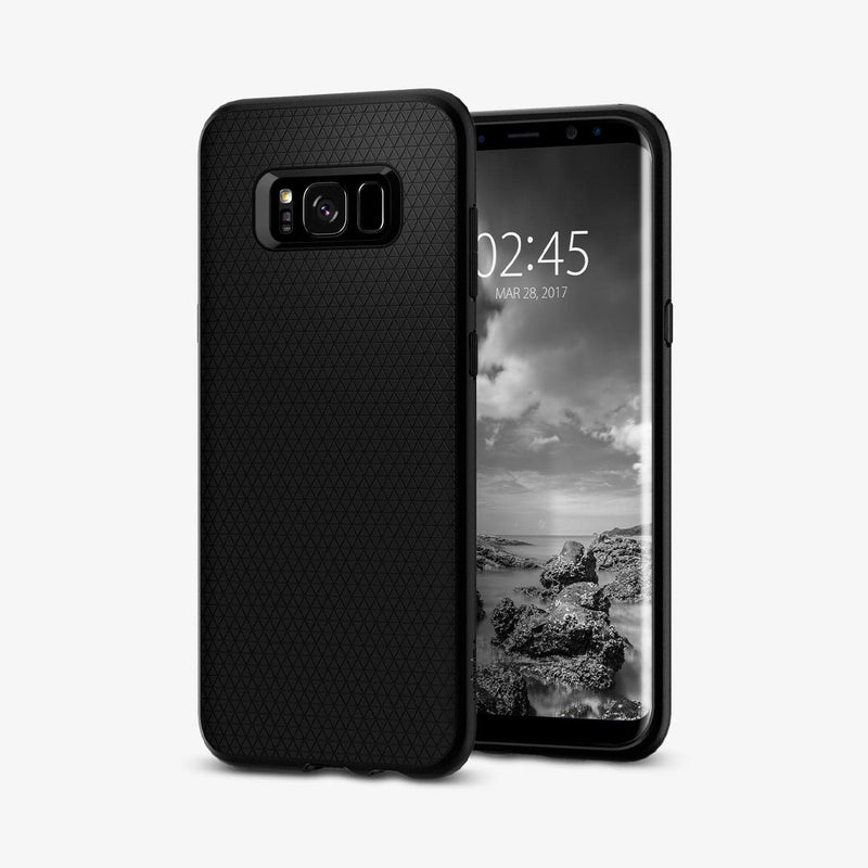 571CS21663 - Galaxy S8 Series Liquid Air Case in black showing the back and front