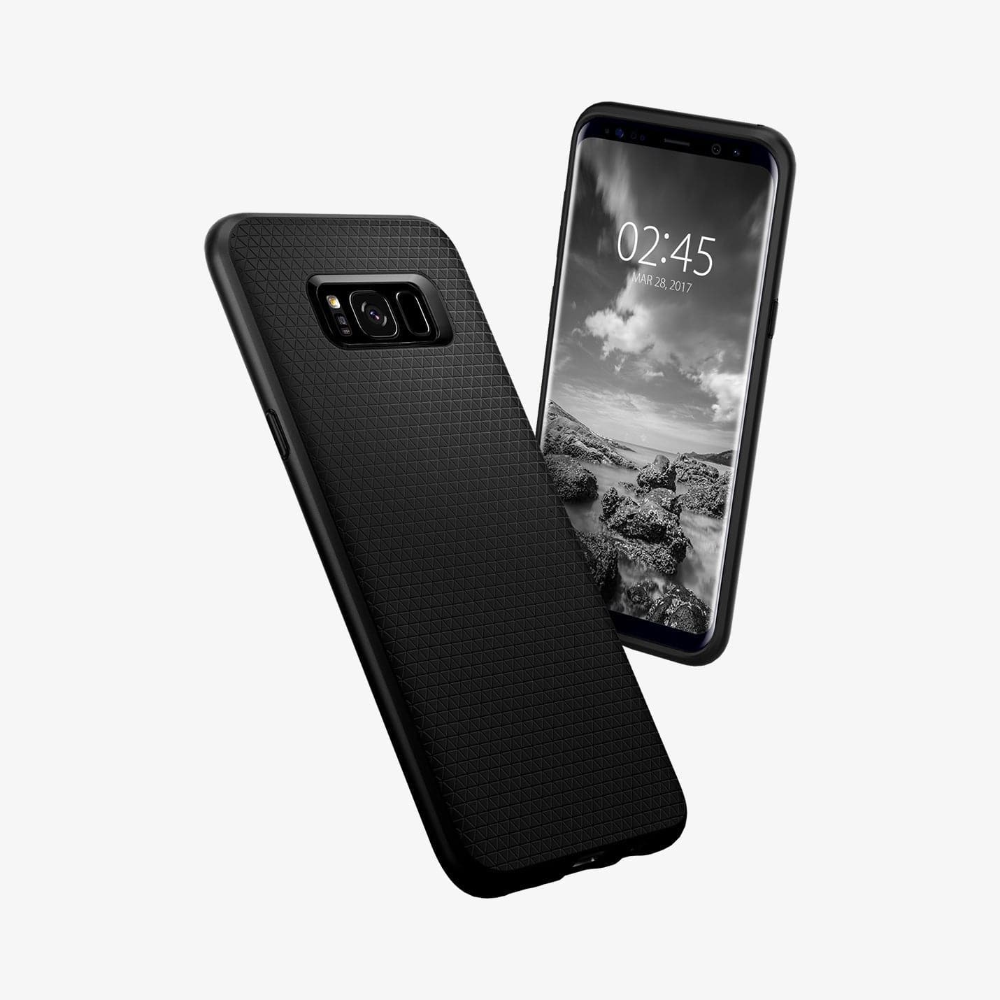 571CS21663 - Galaxy S8 Series Liquid Air Case in black showing the back, front and sides