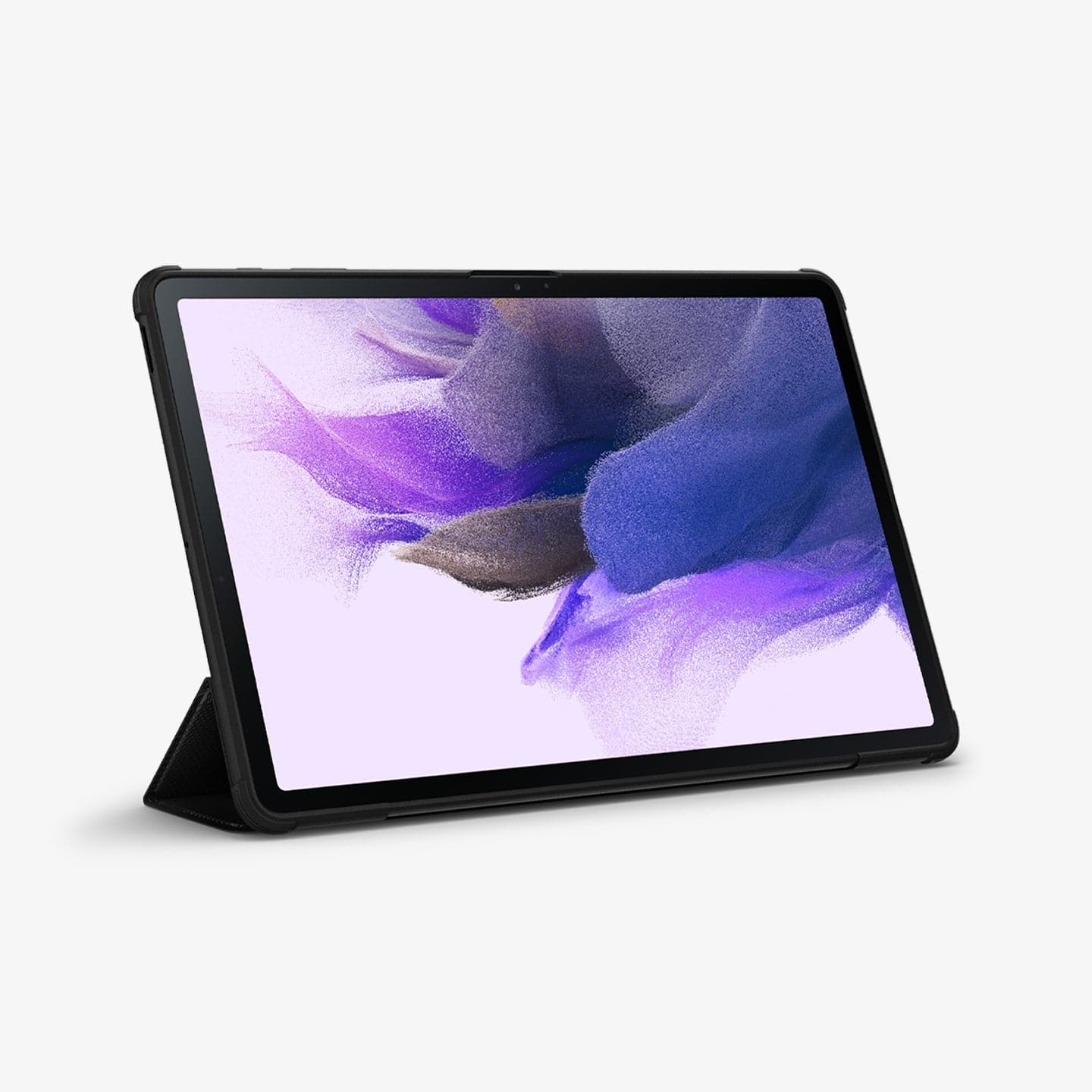 ACS03007 - Galaxy Tab S7 FE Case Rugged Armor Pro in black showing the front with device propped up by built in kickstand