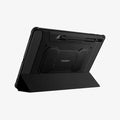 ACS01607 - Galaxy Tab S8+ Case Rugged Armor Pro in black showing the back with device propped up by built in kickstand