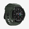 ACS04326 - Galaxy Watch 4 Classic (46mm) Case Rugged Armor Pro in military green showing the front and side