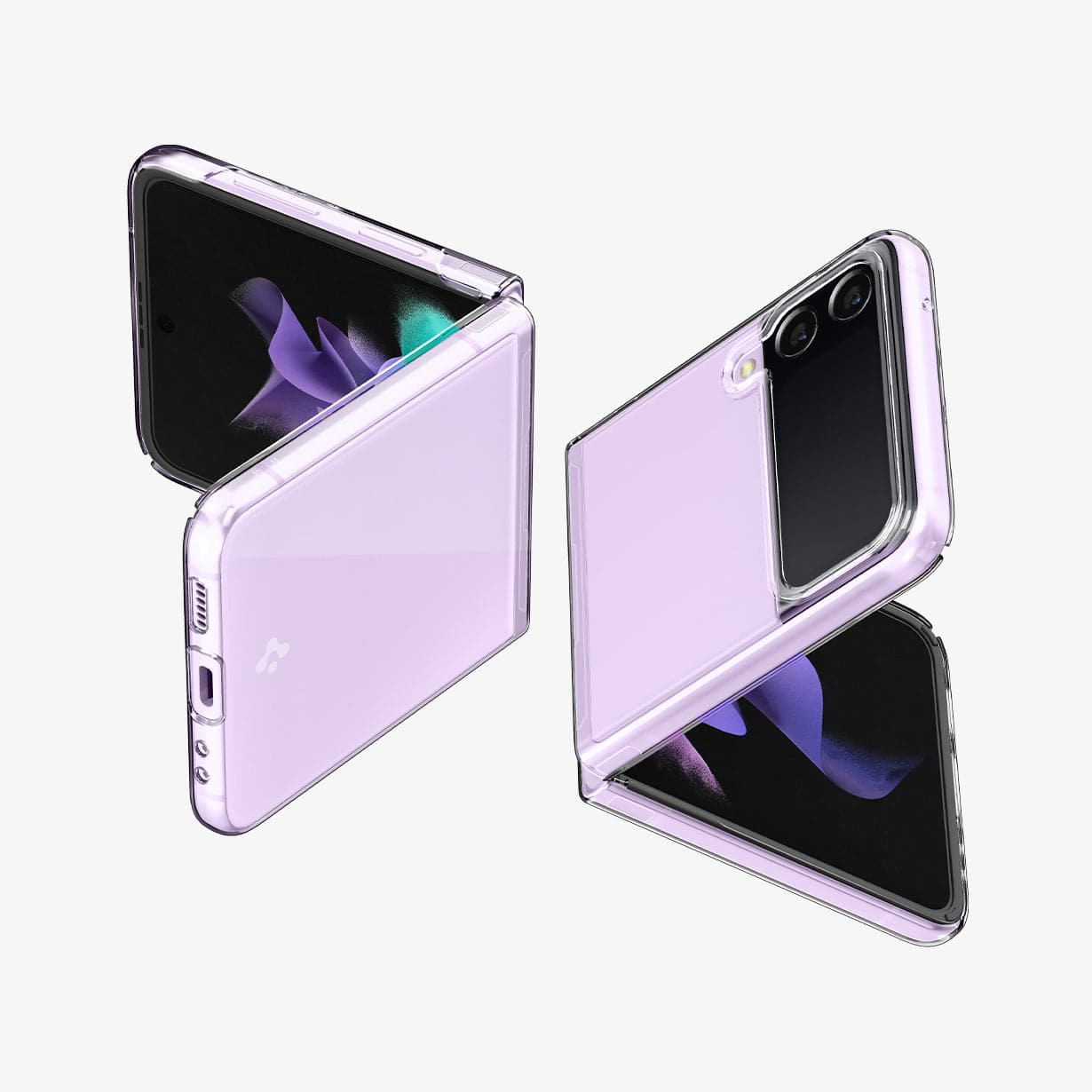 ACS03085 - Galaxy Z Flip 3 Case AirSkin in crystal clear showing the back, front, side, top and bottom