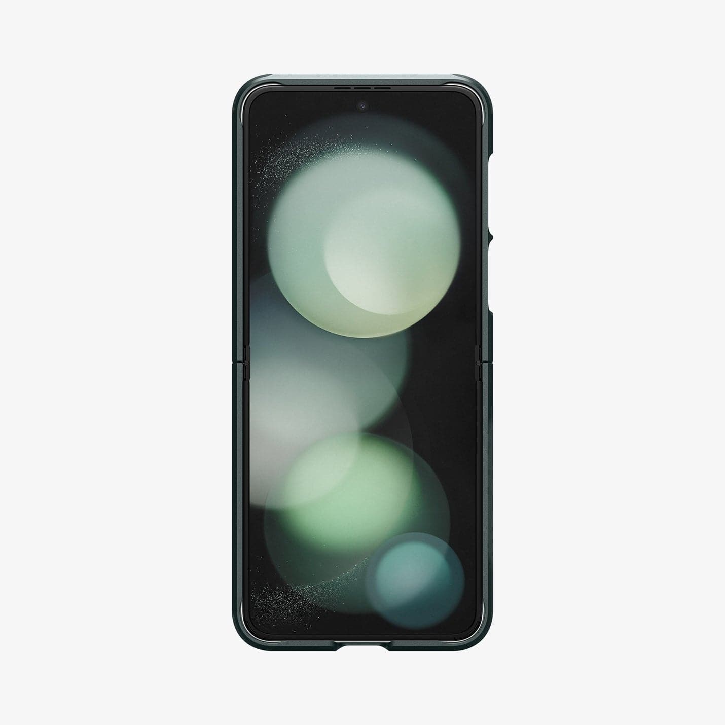ACS06228 - Galaxy Z Flip 5 Case Tough Armor Pro in abyss green showing the front with phone fully open