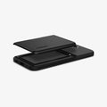 ACS03961 - Galaxy S22 Plus 5G Case Slim Armor CS in black showing the back with card slot top layer hovering over to show construction