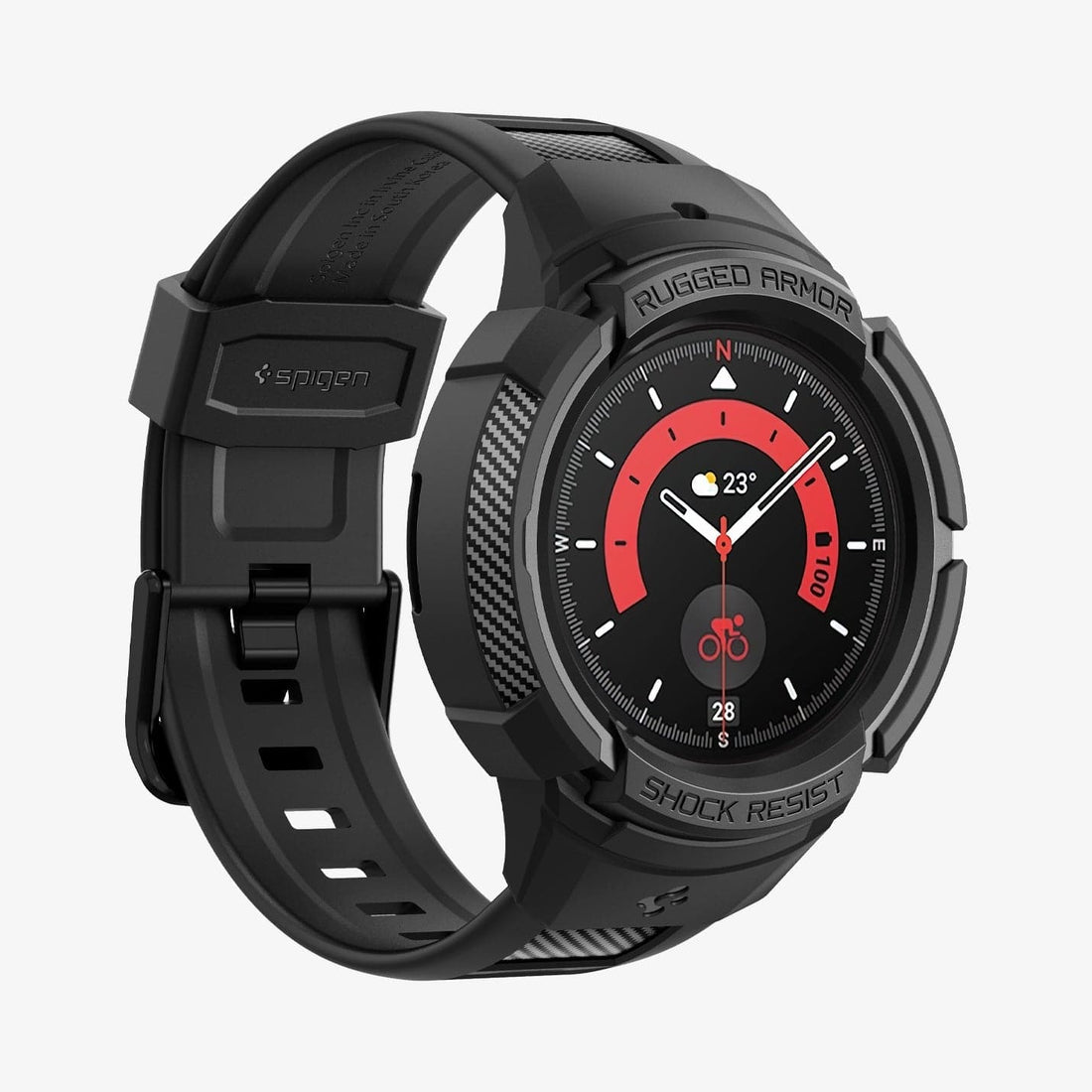 ACS08427 - Galaxy Watch Ultra (47mm) Rugged Armor Pro in Matte Black showing the front and sides