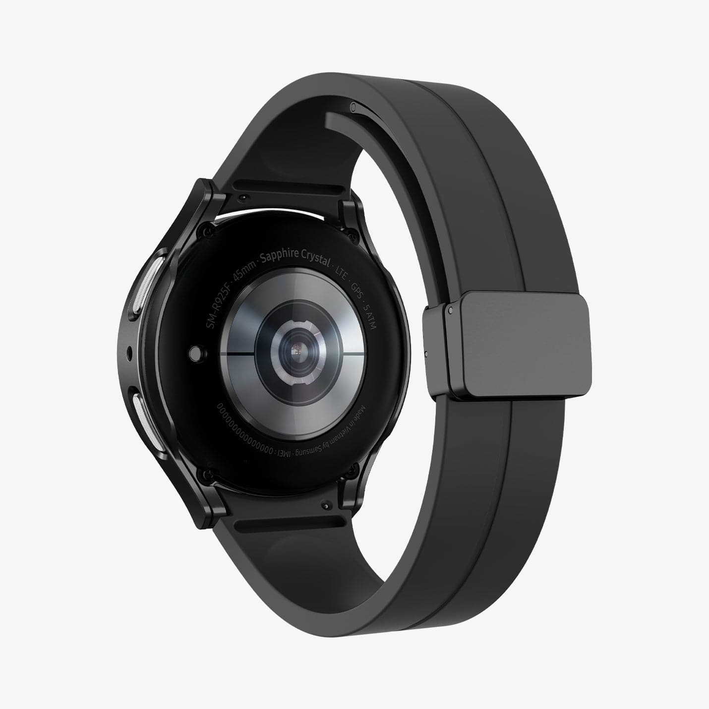 ACS05589 - Galaxy Watch 5 Pro (45mm) Case Thin Fit Glass in black showing the back and inside of band