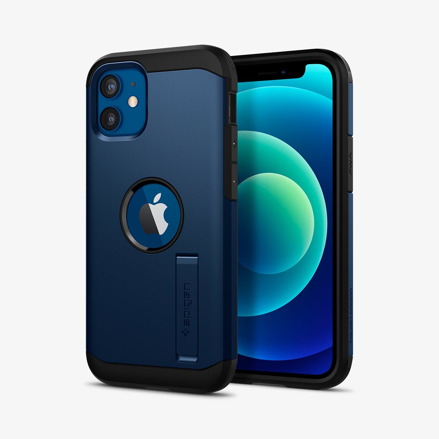 ACS02301 - iPhone 12 Mini Case Tough Armor in navy blue showing the back and front