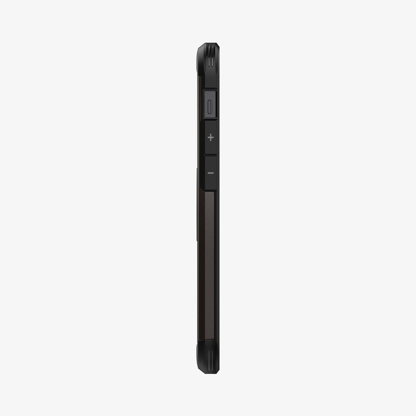 ACS01752 - iPhone 12 Mini Case Tough Armor in gunmetal showing the side with volume controls