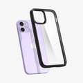 ACS01746 - iPhone 12 Mini Case Ultra Hybrid in matte black showing the back with case hovering away from device