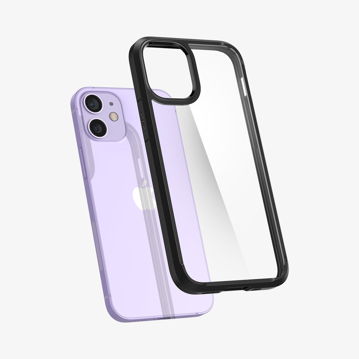 ACS01746 - iPhone 12 Mini Case Ultra Hybrid in matte black showing the back with case hovering away from device