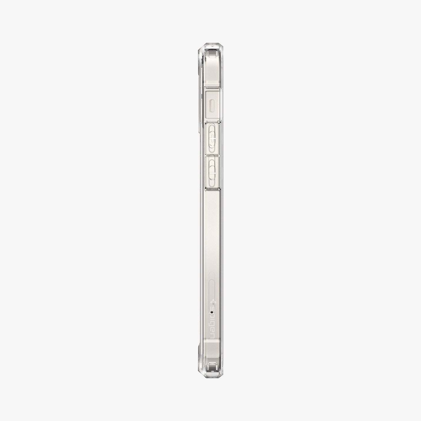 ACS01745 - iPhone 12 Mini Case Ultra Hybrid in crystal clear showing the side with volume controls