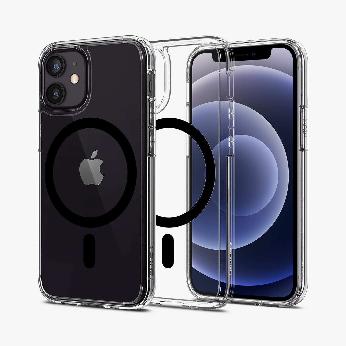 ACS02629 - iPhone 12 Mini Case Ultra Hybrid Mag Safe Compatible in black showing the back, inside and front
