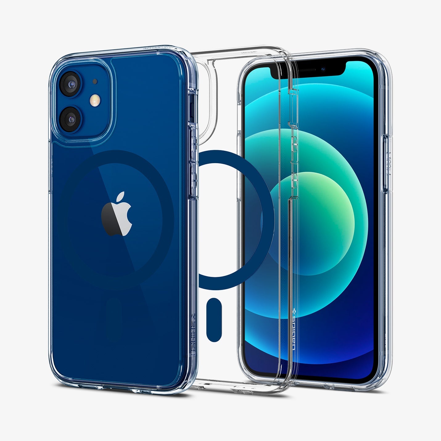 ACS02630 - iPhone 12 Mini Case Ultra Hybrid Mag Safe Compatible in blue showing the back, inside and front