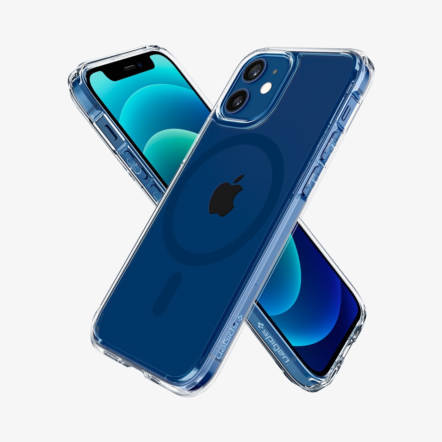 ACS02630 - iPhone 12 Mini Case Ultra Hybrid Mag Safe Compatible in blue showing the back, front and sides