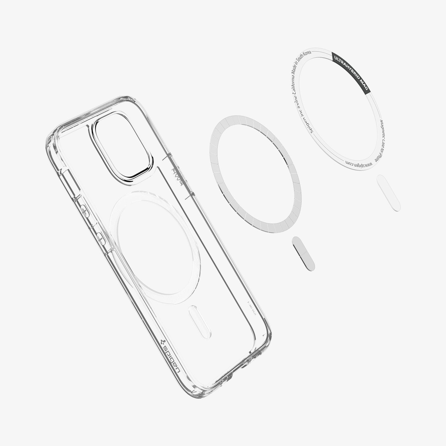 ACS02628 - iPhone 12 Mini Case Ultra Hybrid Mag Safe Compatible in white showing the inside magnetic ring layers